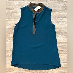 Elie Tahari Teal Top with Black Accents